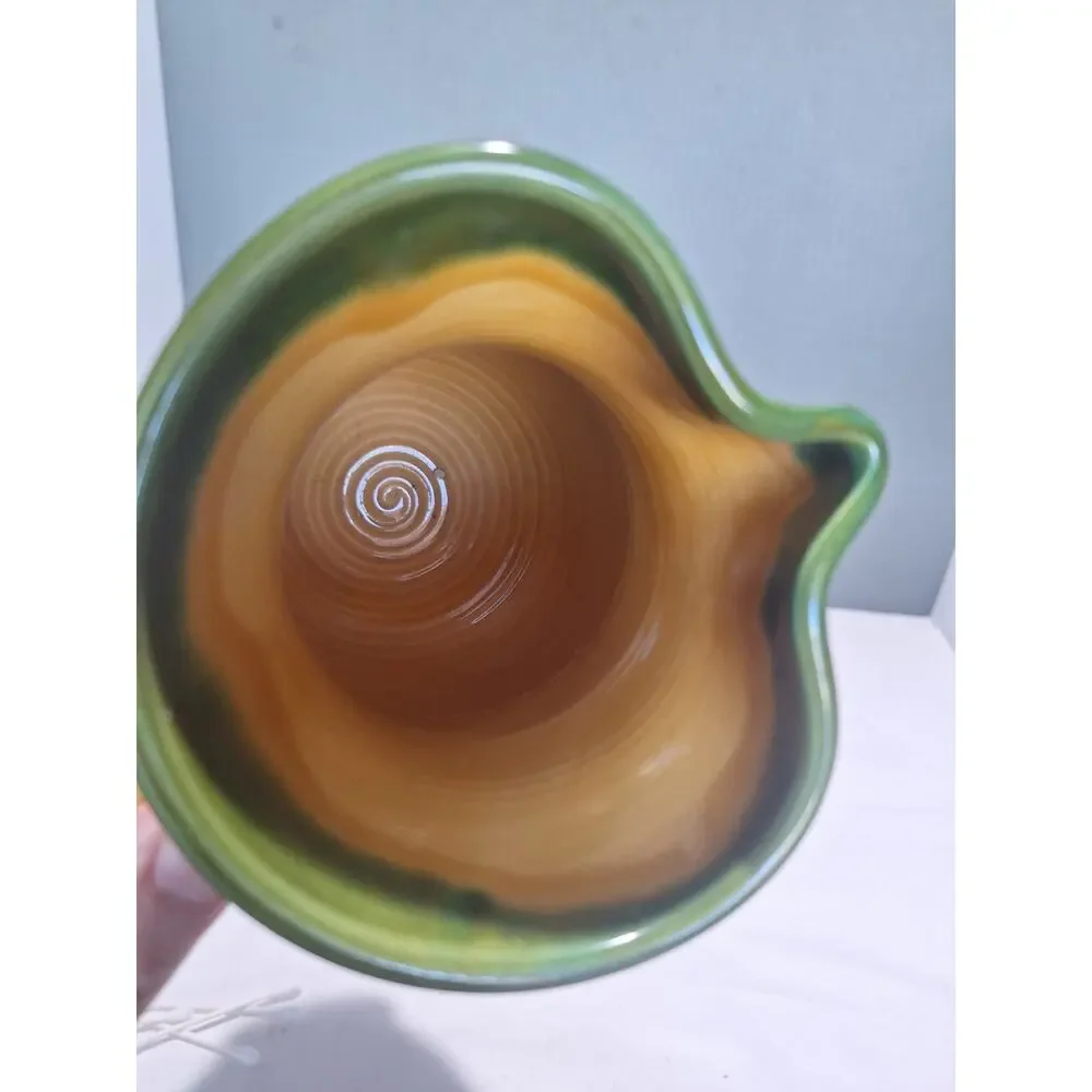 Vintage Hand Thrown Art Pottery Olive Branch Pitcher 7.5
